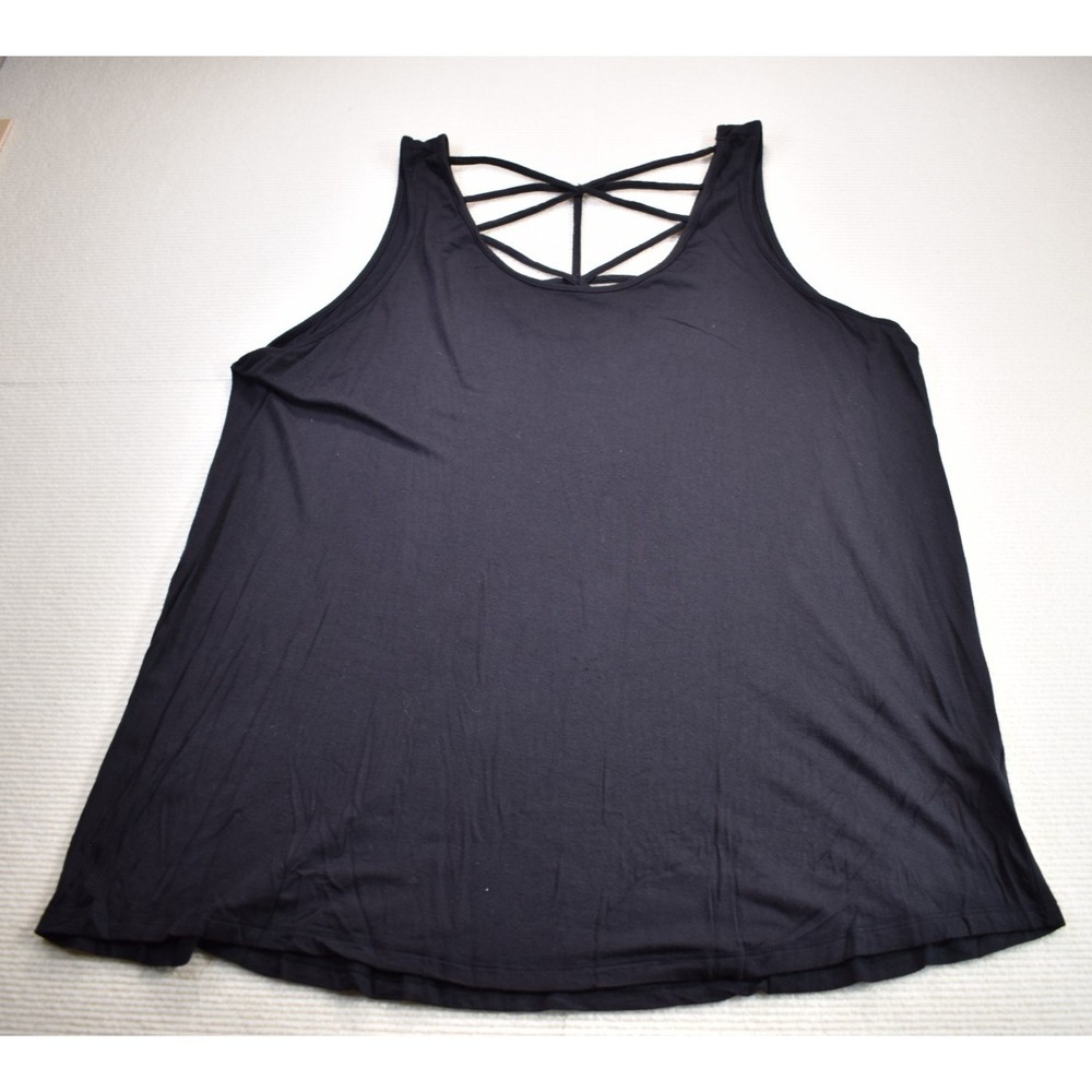 Maurices 24/7 Tank Top Womens Size 1 Black Scoop Neck Strappy Back